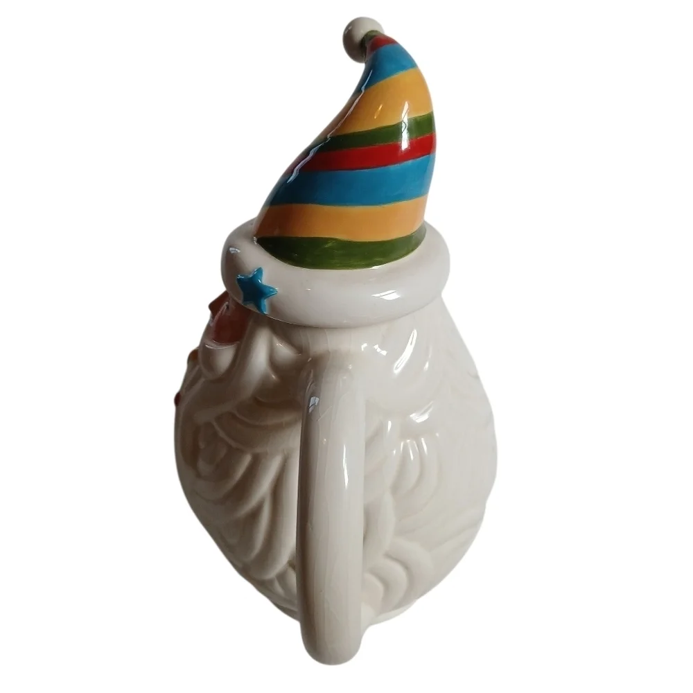 Department 56 Teapot Santa Claus Wizard Rainbow Hat Ceramic Hand Painted Gifts
